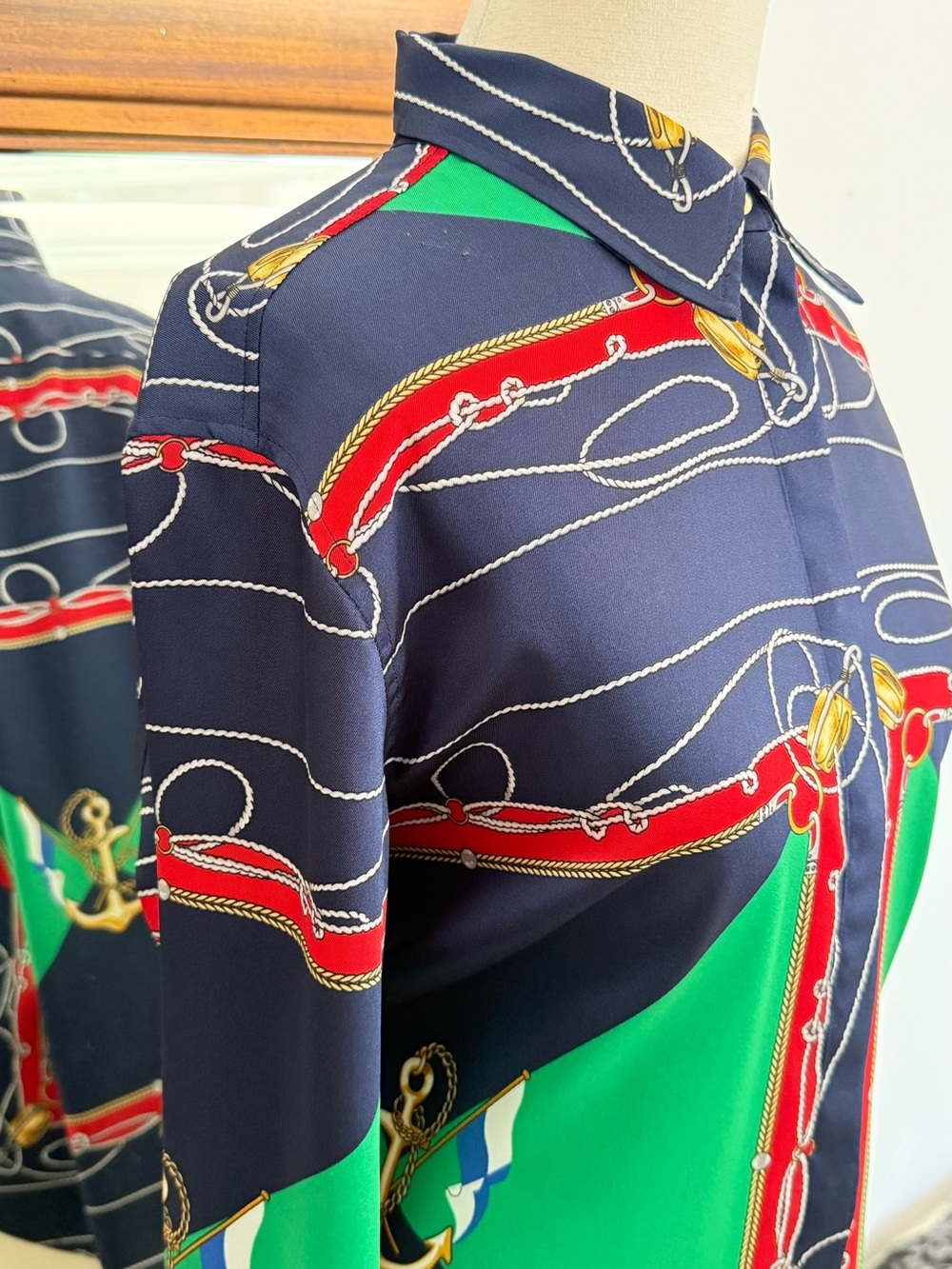 Rare Lauren Ralph Lauren 90’s Nautical Button- down Blouse Size Large - Picture 3 of 11
